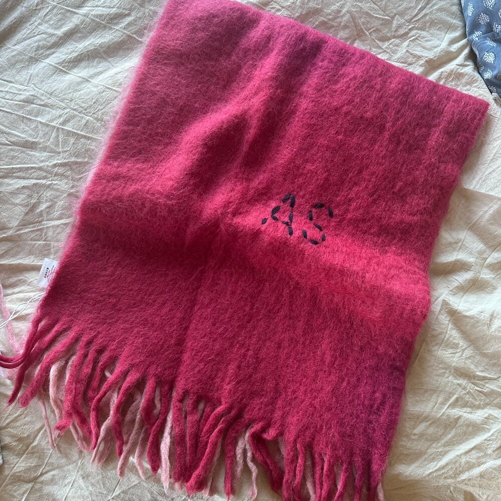 Acne Studios Ombré Mohair Blend Fringe Scarf - Pink - Picture 4 of 8